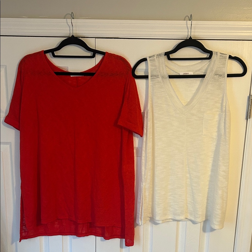 Cherish Bundle Of 2 Red and White Tops